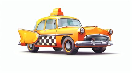 A cartoon drawing of a yellow taxi cab.