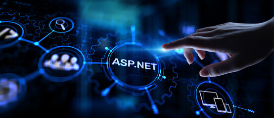 ASP.NET Development programming language concept on virtual screen.