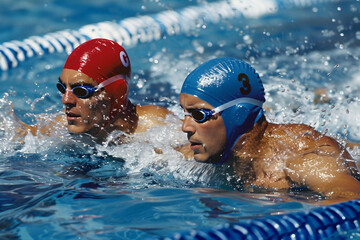 A person swimming in a pool generative AI image