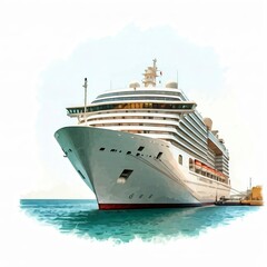 Cruise Ship Majesty: A majestic cruise ship, a symbol of luxurious travel and adventure, gracefully glides through turquoise waters, ready to embark on an unforgettable journey.  