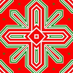 Seamless square pattern red and green. Christmas pattern green and red. Merry Christmas. Happy New Year.
