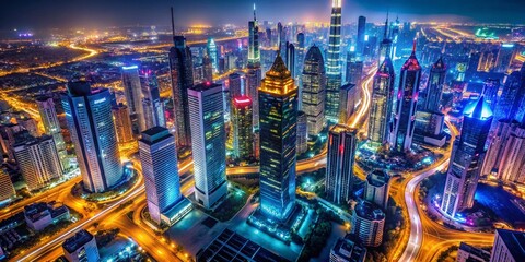 Aerial Photography Code II: Drone Shot Cityscape, Futuristic Architecture, Urban Development, High-Resolution Image