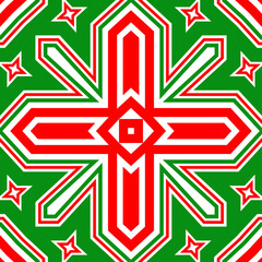 Seamless square pattern red and green. Christmas pattern green and red. Merry Christmas. Happy New Year.