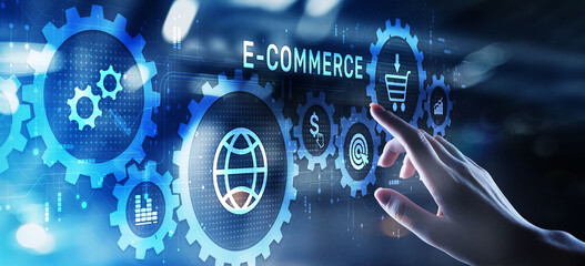 E-commerce online shopping internet marketing technology concept.