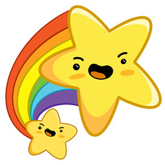 Yellow star with smile icon illustration