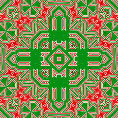 Seamless square pattern red and green. Christmas pattern green and red. Merry Christmas. Happy New Year.