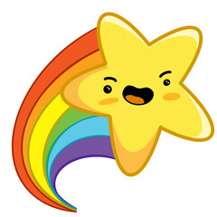Yellow star with smile icon illustration