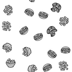 vegan food fresh organic vector seamless pattern thin line illustration