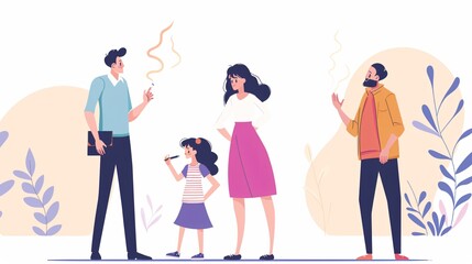 Fototapeta premium Professional Image Addressing Second-Hand Passive Smoking Social Problem Landing Page