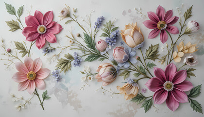 Artistic Flower Design Showcasing a Symphony of Colors and Shapes.
