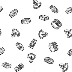 vegan food fresh organic vector seamless pattern thin line illustration