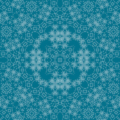 Christmas seamless pattern. Christmas background blue. Snowflake pattern. Happy New Year