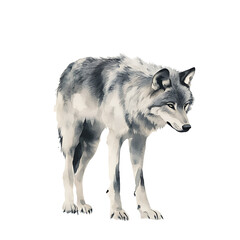 Fototapeta premium Winter Gray Wolf Clipart Vector Illustration