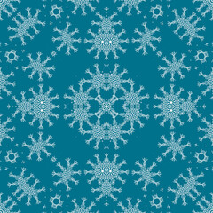 Christmas seamless pattern. Christmas background blue. Snowflake pattern. Happy New Year