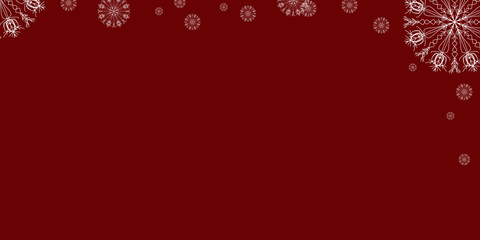 Red background frame with snowflakes. copy space. Blank for design. Merry Christmas and Happy New Year. Red background