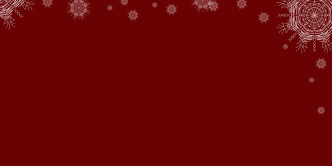 Red background frame with snowflakes. copy space. Blank for design. Merry Christmas and Happy New Year. Red background