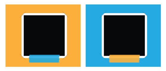 Blank Photo Frame Attached to Folded Paper Corners. Graphic design elements and resources. Office work props vector art