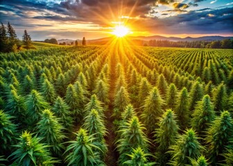 Aerial View Hemp Farm Cannabis Oil Production Aerial Photography Drone Shot CBD Oil Extraction