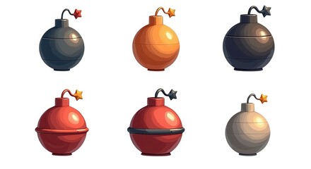 Cartoon Bomb Illustration Set â€“ Colorful Bomb Icons for Games, Design, and Apps