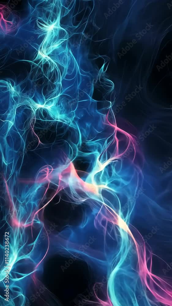 Poster colorful abstract swirls of blue and pink energy create a mesmerizing visual effect in a dark backgr