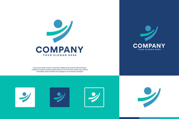 human abstract medical logo , health care , service , graphic design vector.