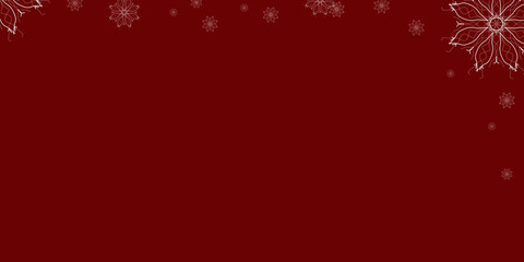 Red background frame with snowflakes. copy space. Blank for design. Merry Christmas and Happy New Year. Red background