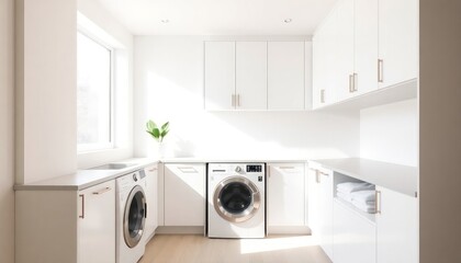 washing machine in front of a kitchen Minimalist Concept