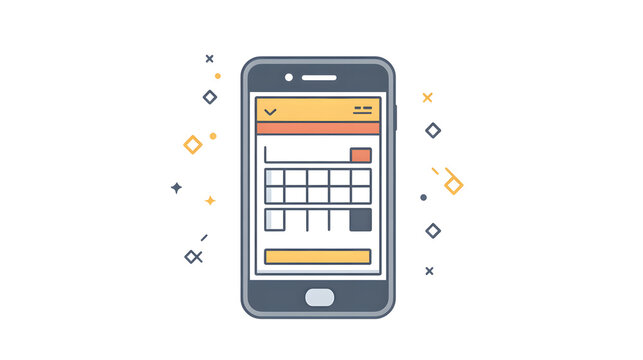 smartphone with calendar app, flat design clip art preview