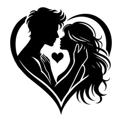 Valentines Day Couple Silhouette Vector Illustration