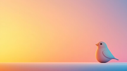A cute bird perched against a colorful sunset background, inspiring tranquility.