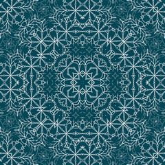Christmas seamless pattern. Christmas background blue. Snowflake pattern. Happy New Year