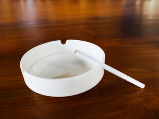 Empty white ashtray made from porcelain