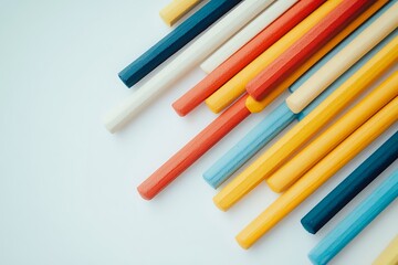 Obraz premium Colorful chalk sticks arranged on a white surface