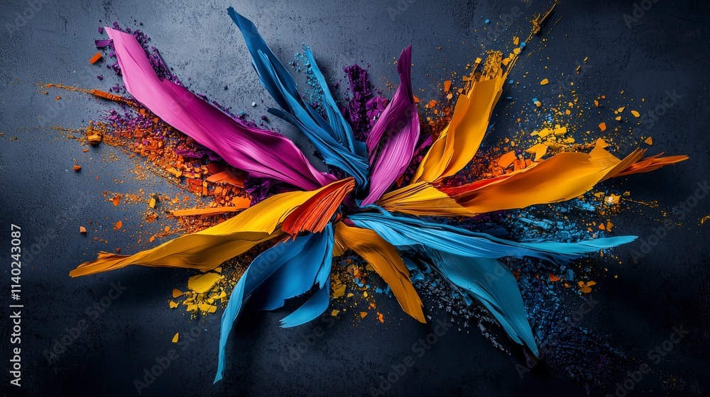 Aufkleber Vibrant abstract art transformation studio digital artwork creative space aerial view color theory exploration
