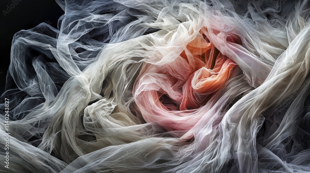 Aufkleber Close-up view of translucent layers in artistic studio abstract photography focused on soft textures surrounding objects