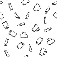 glass packaging bottle product vector seamless pattern thin line illustration