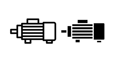 Electric motor Icon collection in filled and stroke style.