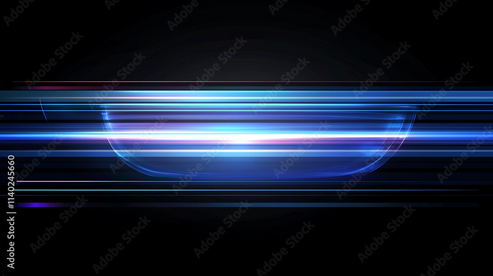 Poster Abstract Cosmic Nebula: Electric Blue Light Speed Lines on a Dark Canvas, Ideal for Futuristic and Sci-Fi Designs. High-Resolution Vector Background with Copy Space.