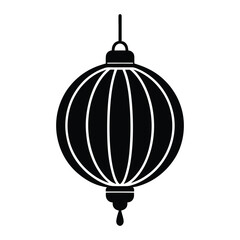 Chinese New Year Line Icon Lantern Silhouette Vector