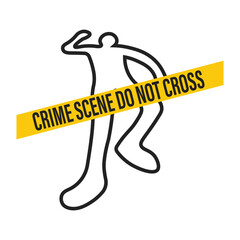 Isolated pictogram dead body covered withnpolice line do not cross, murder, crime scene, criminal icon