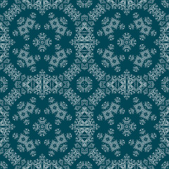 Christmas seamless pattern. Christmas background blue. Snowflake pattern. Happy New Year