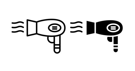 Hair Dryer Icon collection in filled and stroke style.