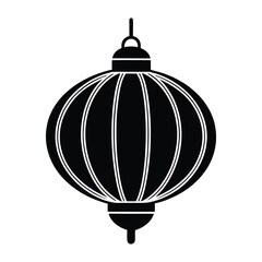 Chinese New Year Line Icon Lantern Silhouette Vector