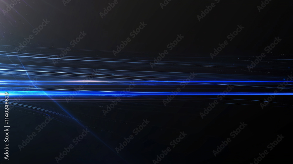 Poster Abstract Cosmic Nebula: Electric Blue Light Speed Lines on a Dark Canvas, Ideal for Futuristic and Sci-Fi Designs. High-Resolution Vector Background with Copy Space.