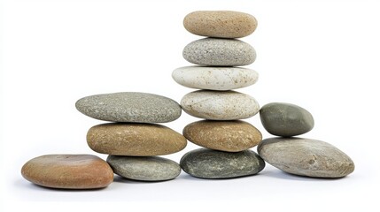 Smooth River Stones Stacked in Artistic Arrangement