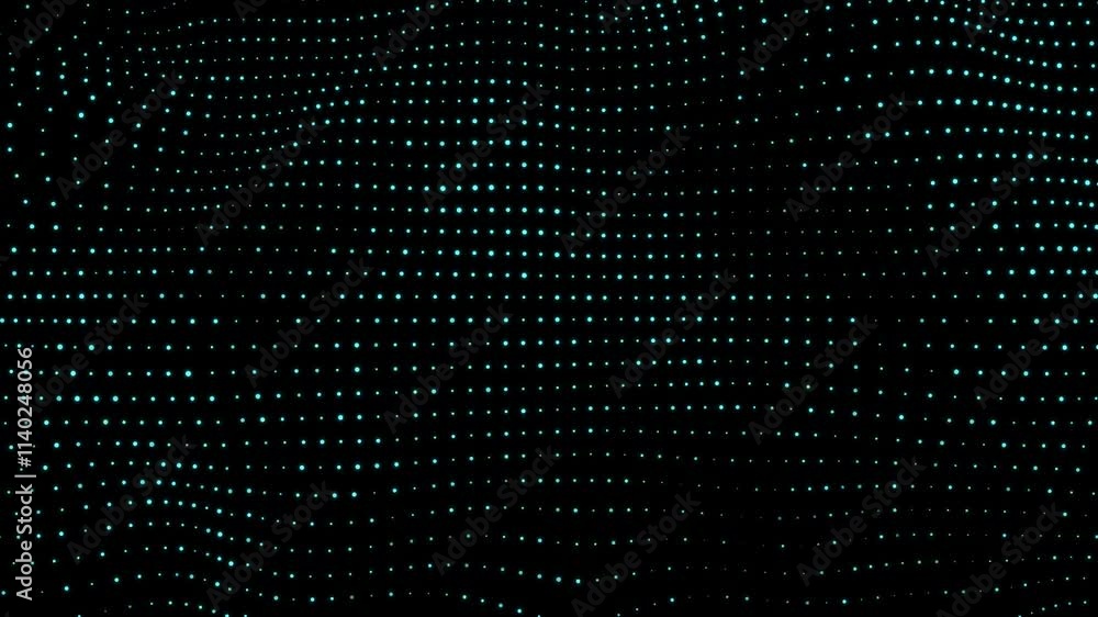 Aufkleber blue glowing circles particles wave on a dark abstract background, horizontal composition. standard 