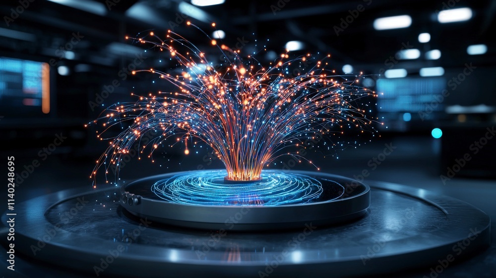 Aufkleber Fiber optic technology showcase virtual lab conceptual art high-tech environment dynamic viewpoint innovation visualization