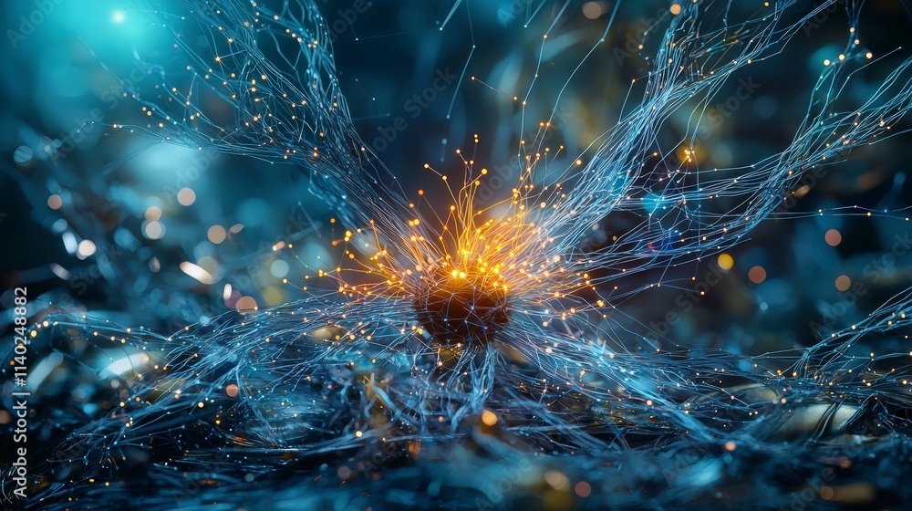 Aufkleber exploring innovation and connectivity futuristic fiber optic networks in a digital art virtual envir