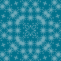 Christmas seamless pattern. Christmas background blue. Snowflake pattern. Happy New Year