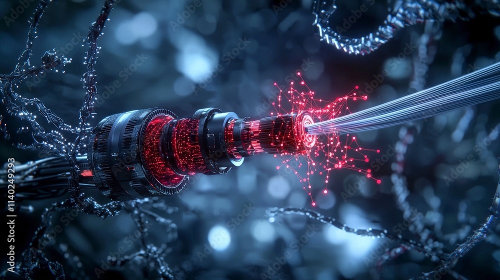 Poster Futuristic telecommunication system powered by fiber advanced technology showcase digital environment high-tech visualization